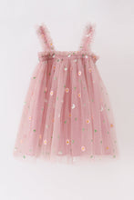 Coral strap daisy embroidery tulle dress - ARIA KIDS