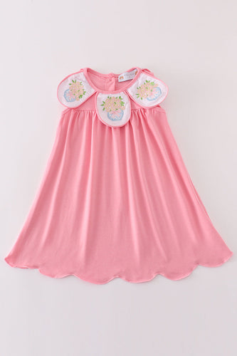 Pink floral embroidery girl dress - ARIA KIDS