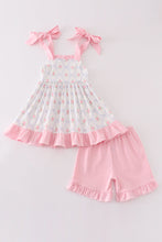 Pink bow floral print girl set - ARIA KIDS