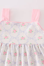 Pink bow floral print girl dress - ARIA KIDS