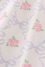 Pink bow floral print girl dress - ARIA KIDS
