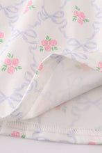 Pink bow floral print girl dress - ARIA KIDS