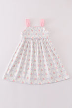 Pink bow floral print girl dress - ARIA KIDS