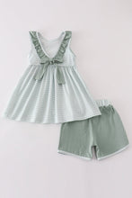 Green gingham girl ruffle set - ARIA KIDS