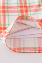 Orange plaid crab embroidery boy swim trunks - ARIA KIDS