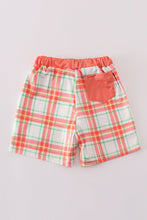 Orange plaid crab embroidery boy swim trunks - ARIA KIDS