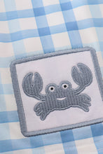 Blue plaid crab embroidery boy swim trunks - ARIA KIDS