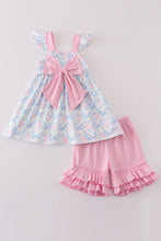 Blue bow tie print girl set - ARIA KIDS
