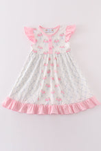 Pink floral bow tie print girl dress - ARIA KIDS