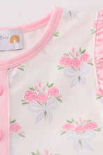 Pink floral bow tie print girl dress - ARIA KIDS