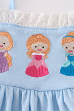 Blue princess embroidery ruffle dress - ARIA KIDS