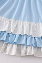 Blue princess embroidery ruffle dress - ARIA KIDS