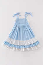 Blue princess embroidery ruffle dress - ARIA KIDS