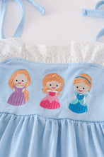 Blue princess embroidery ruffle girl set - ARIA KIDS