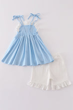 Blue princess embroidery ruffle girl set - ARIA KIDS