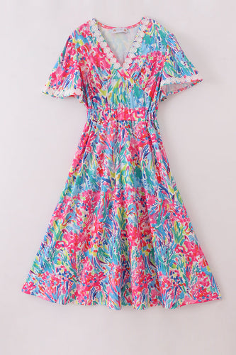 Vibrant floral lace mom dress - ARIA KIDS