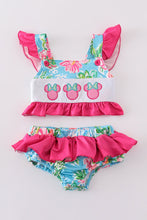 Pink floral character applique 2pc girl swimsuit - ARIA KIDS