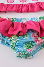 Pink floral character applique 2pc girl swimsuit - ARIA KIDS