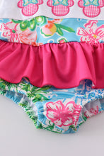 Pink floral character applique girl swimsuit - ARIA KIDS