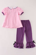 Pink plaid halloween embroidery girl set - ARIA KIDS