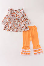 Pumpkin floral print lace ruffle set - ARIA KIDS