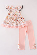 Coral pumpkin print girl set - ARIA KIDS