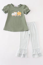 Green train pumpkin applique girl set - ARIA KIDS