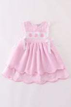 Pink pumpkin embroidery seersucker ruffle dress - ARIA KIDS