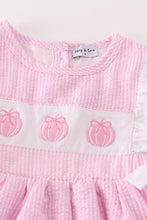 Pink pumpkin embroidery seersucker ruffle dress - ARIA KIDS