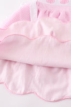 Pink pumpkin embroidery seersucker ruffle dress - ARIA KIDS