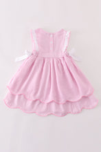 Pink pumpkin embroidery seersucker ruffle dress - ARIA KIDS