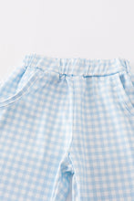 Blue pumpkin embroidery plaid boy set - ARIA KIDS
