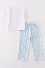 Blue pumpkin embroidery plaid boy set - ARIA KIDS