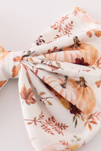 Coral pumpkin print hair sailor bow - ARIA KIDS