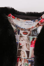 Fur vest music fan print dress set - ARIA KIDS