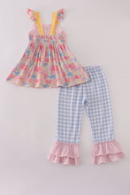 Pink floral pumpkin embroidery ruffle pants set - ARIA KIDS