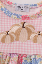 Pink floral pumpkin embroidery ruffle bubble - ARIA KIDS