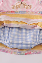 Pink floral pumpkin embroidery ruffle bubble - ARIA KIDS