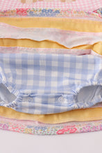 Pink floral pumpkin embroidery ruffle bubble - ARIA KIDS