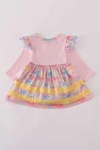 Pink floral pumpkin embroidery ruffle bubble - ARIA KIDS