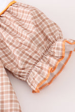 Brown plaid turkey french knot girl set - ARIA KIDS