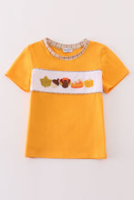 Brown plaid turkey french knot boy top - ARIA KIDS