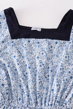 Blue floral print tiered mom ruffle dress - ARIA KIDS