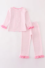 Pink pumpkin embroidery plaid girl set - ARIA KIDS