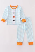 Blue halloween ghost pumpkin embroidery boy set - ARIA KIDS