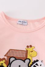 Pink noah's ark embroidery stripe girl set - ARIA KIDS