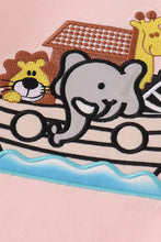 Pink noah's ark embroidery stripe girl set - ARIA KIDS