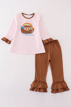 Pink stripe noah's ark animal applique girl set - ARIA KIDS