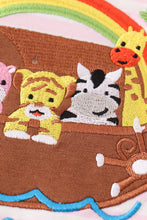 Pink stripe noah's ark animal applique girl set - ARIA KIDS