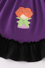 Purple halloween witch applique dress - ARIA KIDS